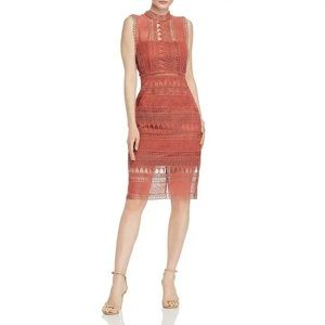 Bardot Mariana Lace High Neck Sheath Dress Mor Rose Size 6